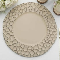 Efavormart 6 Pack | 13" Taupe Plastic Hammered Rim Dinner Charger Plates, Decorative Disposable Irregular Round Serving Plates