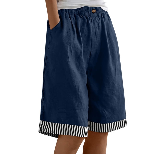 Pantalones Sueltos de Pierna Ancha para Mujeres Casual Elástico Pantalones Rectos de Pierna Ancha con Bolsillo Medio Pantalones Cortos