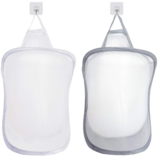 Cesta de lavandería, Cesta de almacenamiento de ropa emergente Bolsa de lavado plegable Bolsa de almacenamiento de juguetes colgantes con asa 2 piezas (gris + blanco, 41 * 30 cm, gancho de envío) ZefeiWu 8390614023949