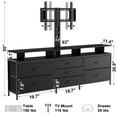 thumbnail image 4 of GUNAITO TV Stand with Adjustable Mount for TV up to 75", Big TV Stand for Living Room with 7 Fabric Drawers , Black, 4 of 8