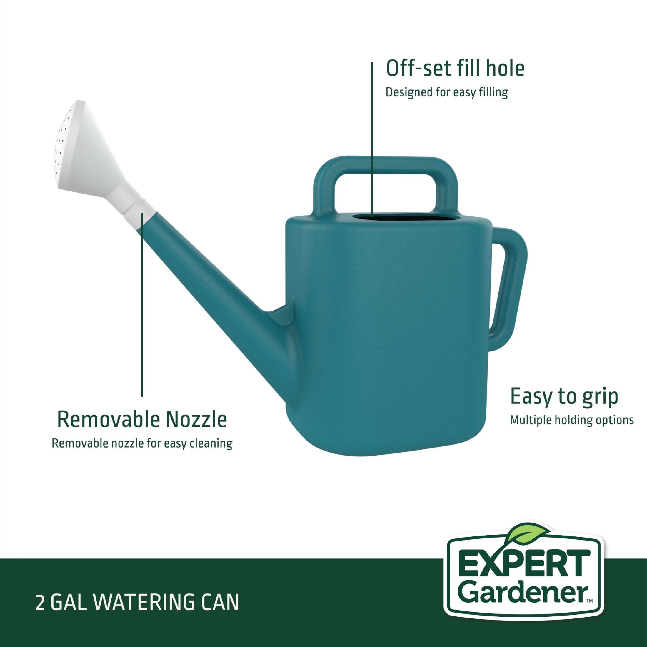 Expert Gardener 2 gal. Resin Watering Can, Teal Thunder