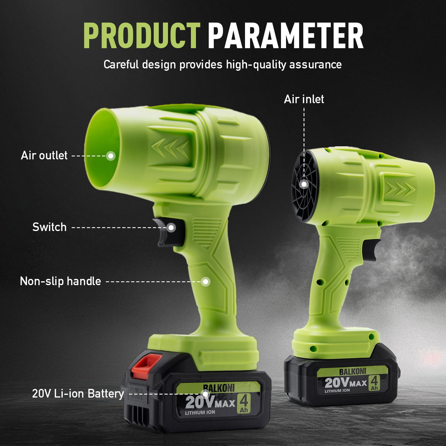 BALKONI Cordless Leaf Blower Electric Jet Blower Portable Dust Cleaner