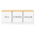 thumbnail image 6 of GQDIN 3-Piece Metal Tea Coffee Sugar Canisters Set with Wood Lid, 500ML Square Storage Container Jars with Chalkboard Name Marker for Kitchen Pantry Organization, 6 of 9