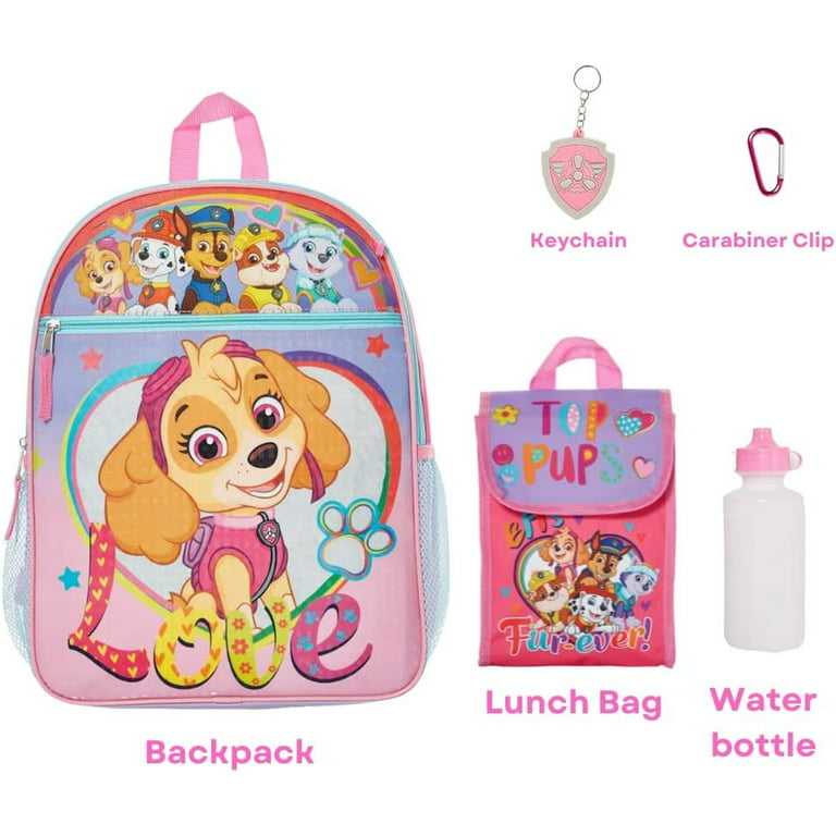 Nick Shop Paw Patrol Backpack and Lunch Bag for Boys Girls Kids -- 7 Pc  Bundle with 16'' Paw Patrol School Backpack Bag, Lunch Box, Water Bottle,  and