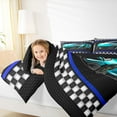 thumbnail image 4 of Feelyou Fashion Racing Car Full Size Comforter Sets for Boys, Modern Extreme Sports Bedding Comforter Set, Checkered Flag Reversible Bedding Sets, Lightweight Room Decor, 3-Piece, 4 of 8
