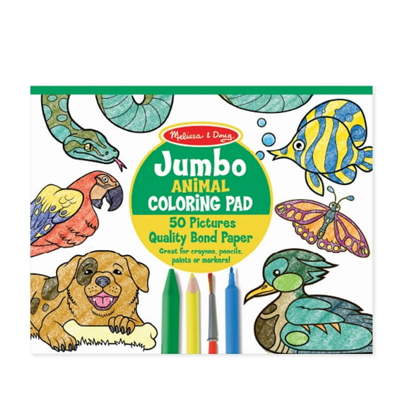 Melissa & Doug Jumbo Coloring Pad (11 x 14 inches) - Animals, 50 Pictures