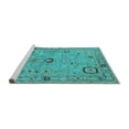 thumbnail image 2 of Ahgly Company Machine Washable Indoor Square Oriental Turquoise Blue Traditional Area Rugs, 5' Square, 2 of 4