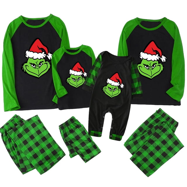 Pijamas navideños a juego Grinch - TKing Fashion 2024 Nuevos conjuntos de pijamas navideños familiares a juego Grinch, pijamas navideños navideños para parejas, adultos y niños, 8 Años
