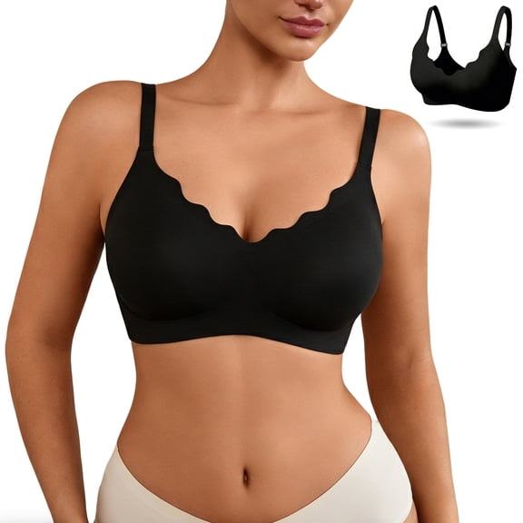 Wireless Bras for Women Full Coverage Push Up Support Seamless Breathable Soft Comfort Everyday Wear in Black S-XXL