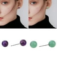 thumbnail image 2 of Natural Crystal Round Bead Earrings Handmade Gemstones Ear Studs With Smooth Polish Delicate Everyday Accessory, 2 of 9