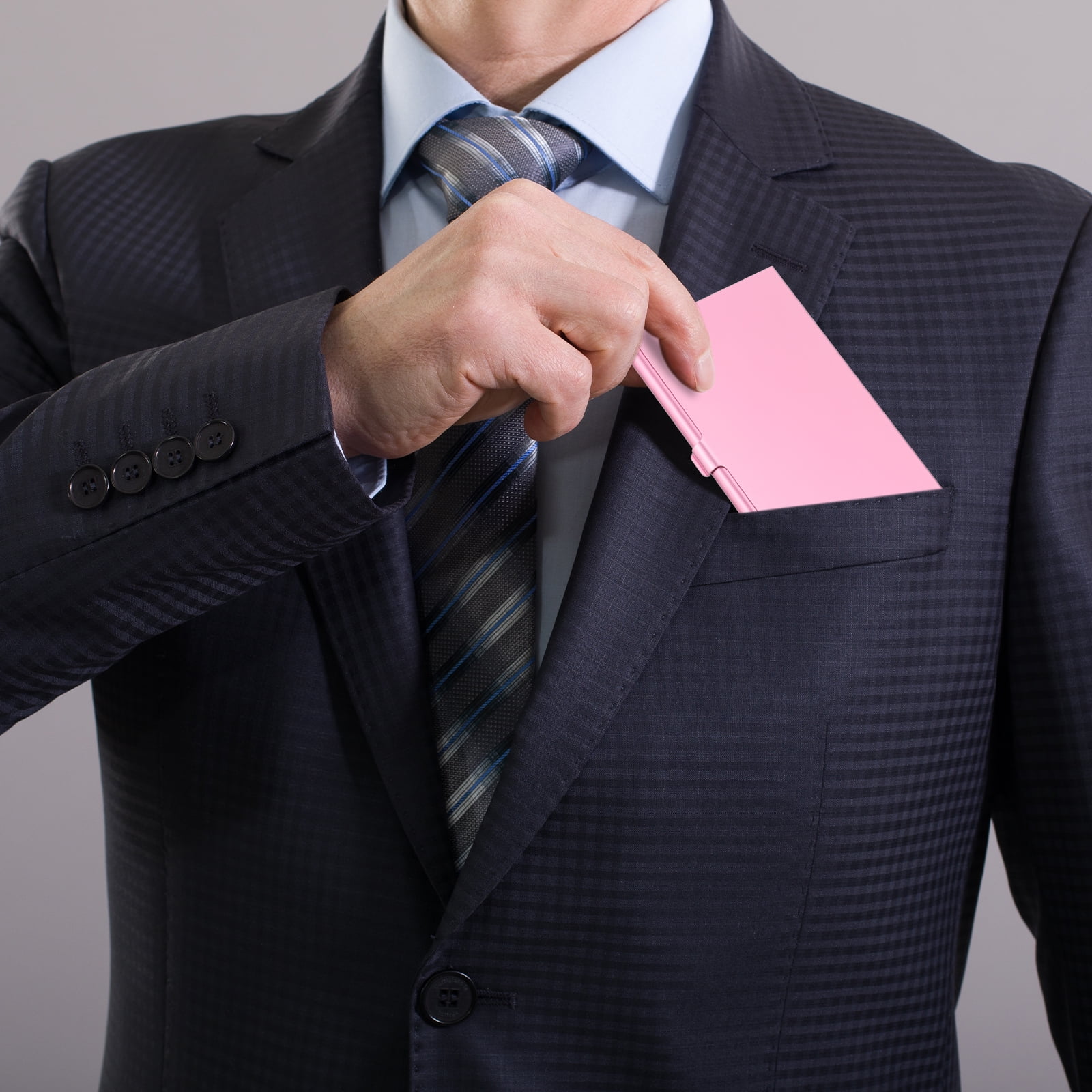 Business Card Holder, 10Pcs Aluminum Metal Card Case Card Holder, Pink