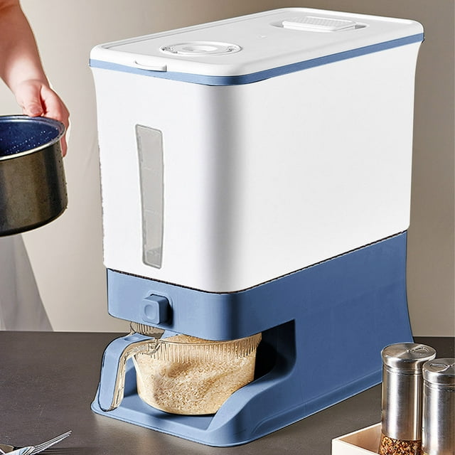 TopLLC Kitchen Accessories, Rice Bucket Box Household Sealed Large Capacity Insect Proof Dampness-proof Flour Miscellaneous Grains Press Storage Tank One Click Grain Release With Rice Cup storage jar