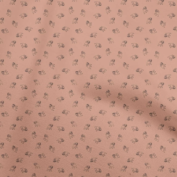oneOone Cotton Poplin Dark Peach Fabric Minimal Retro Dog Sewing Craft Projects Fabric Prints By Yard 56 Inch Wide