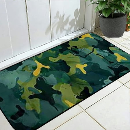 PHYHOO Outdoor Door Mat Front Doormat Bathroom Doormats Black and green camouflage Door Mats for Bathroom Entryway Welcome Mats for Outdoor Indoor Non-Slip Home Decoration Outdoor Mat