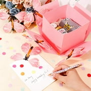 Armscye Butterfly Explosion Gift Box, DIY Flying Butterfly Surprise Box with Flying Butterfly Toy, Blank Card and Raffia, Exploding Box for Birthday, Graduation, Wedding, Anniversaries, Mothers Day