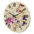 thumbnail image 3 of Designart 'Ancient Chrysanthemums With Bouquet I' Traditional Wood Wall Clock, 3 of 5