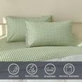 thumbnail image 2 of Green Gingham Queen Sheet Set, Soft Brushed Microfiber Green Plaid Queen Bed Sheets, 4-Pieces Green Grid Sheet Set with Deep Pocket, 2 of 7