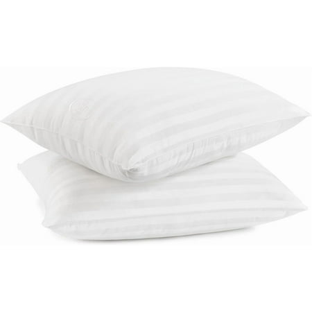 Won't Go Flat King Size Set of 2 Down Alternative Bed Pillows, Extra Life Foam Core with Medium Support, Perfect for Back, Stomach or Side Sleepers, White 2 Count