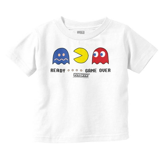PACMAN Ready…Game Over Funny Ghosts Toddler Boy Girl T Shirt Infant Toddler Brisco Brands 18M