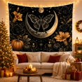 thumbnail image 3 of Moth and Crescent Moon on Black Background, Mysterious Gothic for Nature Lovers, Celestial Art Print, Halloween Gift Tapestry Wall Hanging for Bedroom and Living Room, 3 of 7
