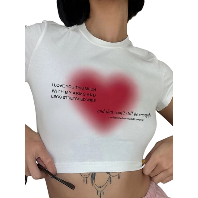 xiaxaixu T-Shirts à Col Rond Imprimés à Manches Courtes pour Femmes Été Slim Fit Chemises Streetwear