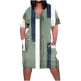 thumbnail image 1 of Vestido Corto de Verano Moda Grande Impresión de Manga Corta Cuello en V Bolsillo Mini Vestido para Casual Y Diario, 1 of 4
