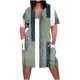 thumbnail image 1 of Vestido Corto de Verano Moda Grande Impresión de Manga Corta Cuello en V Bolsillo Mini Vestido para Casual Y Diario, 1 of 4