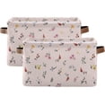 thumbnail image 2 of Storage Basket Meadow Flowers Foldable Canvas Laundry Baskets Bin Waterproof Inner Layer with Sturdy Handles for Toy Nursery Blanket Clothes 1 Pack, 2 of 7