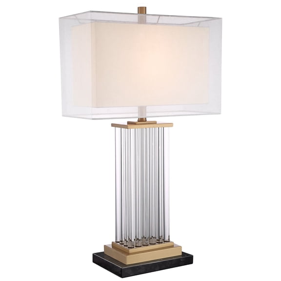 Possini Euro Design Darcia Modern Table Lamp with Black Riser 29" Tall Crystal Sheer Outer White Linen Inner Shade for Bedroom Living Room Bedside