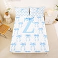 thumbnail image 5 of Erosebridal Blue Letter Z Personalized Initial Queen Sheet Sets For Girls,Dreamy Princess Bow Kids Bed Set 4 Pieces, 5 of 6