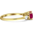 thumbnail image 6 of Three Stone Ring Kite Shape Ruby Cubic Zirconia Yellow Tone 925 Sterling Silver, Size 7, 6 of 7