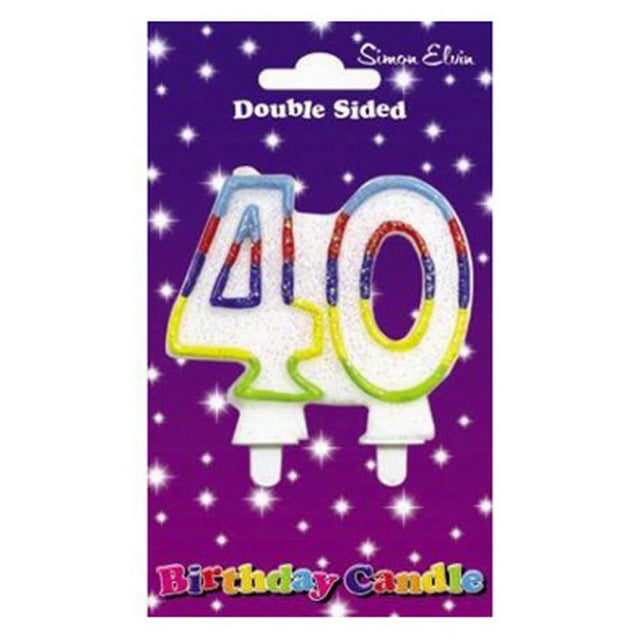 Simon Elvin Double Sided 40th Birthday Candle (Pack Of 6)