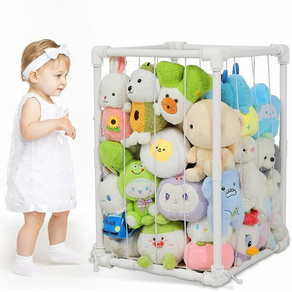 Stuffed Animal Storage Zoo Holder, PVC Stuffy Toy Organizer, 180L Vertical Plush Organizer, Stuffed Animals Cage for Nursery and Playroom