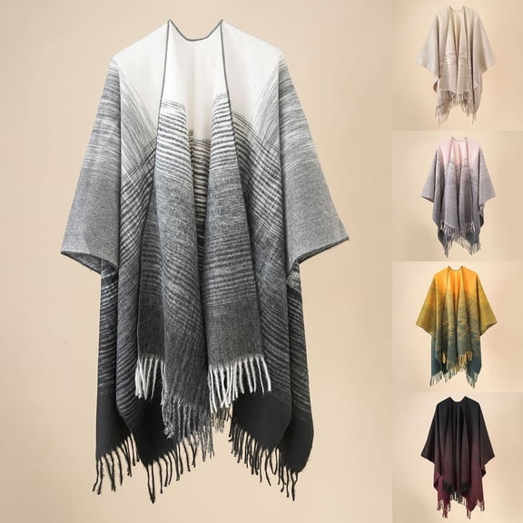 HAIJIE Shawl Wraps for Women,women's wraps & pashminas,Cozy Lightweight Knitted Poncho Cape with Pockets, Warm for Fall Winter Travel,Beige,One Size