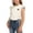 Beige, variant on Girl's Ruffle Sleeve Crop Tops Mushroom Print Ruched Drawstring Summer Cotton T Shirts Crewneck Loose Fit Basic Blouse 2-10 Years