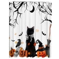 thumbnail image 1 of Cortina de ducha de Halloween con diseño de perro salchicha, calabaza, murciélagos, ramas y brujas, juego de cortinas de ducha con 12 ganchos, decoraciones para el baño, 1 of 5