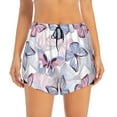 thumbnail image 2 of Vsdgher Butterflies in Pastel Print Women's Running Double Layer Shorts High Waisted with Pockets Elastic Yoga Workout Athletic Gym Sports, 2 of 8
