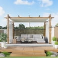 thumbnail image 3 of Petyee 10 x 13FT Outdoor Aluminum Pergola with  Retractable Canopy and Side Mesh Screen,UV & Mosquito Proof,Wood-Grain Finish,Beige canopy, 3 of 8