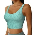 thumbnail image 2 of Fotbe Teal Turquoise Glitter Sujetador Deportivo Largo sin Aros para Mujer con Almohadillas y Soporte Medio, Transpirable y Absorbente, Camiseta Tipo Chaleco o Tank Top-XX-Large, 2 of 8