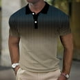 thumbnail image 2 of Hfolob Men's Polo Shirt Male Spring Summer Plaid Shirt Button Up Lapel Top Gradient Graphic Print Turndown Outdoor Street Short Sleeve Shirt Mens Blouses, 2 of 5