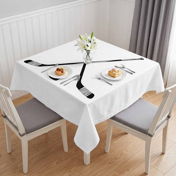Ice Hockey Table Cloth Waterproof Tablecloths, Modern Minimalist Ball Sports Game Art Tablecloth Dining Table Cover for Kitchen Party Tabletop Outdoor, Square Tablecloth 60x60 Inch