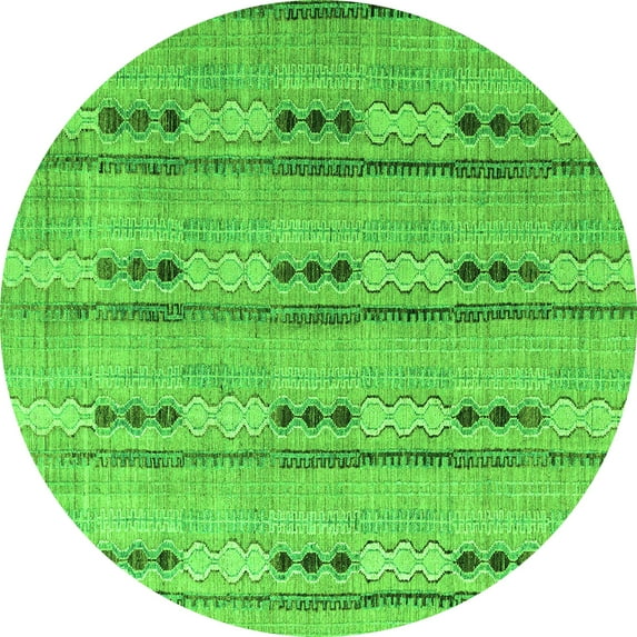 Ahgly Company Indoor Round Abstract Green Modern Area Rugs, 3' Round