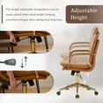 thumbnail image 5 of MOJAY Mid-Back Ergonomic Leather Office Chair, Modern Upholstered Executive Desk Chair with Gold Frame Armrest Computer Task Chair (Camel), 5 of 16