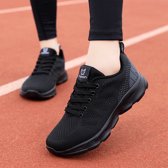 DLONGLI Women's Breathable Mesh Lace Up Athletic Sneakers, Non Slip Lightweight Walking Shoes