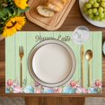 thumbnail image 4 of Easter Bunny Placemats Set of 4, Colorful Eggs Cute Rabbit Green Country Wooden Placemats for Dining Table, Place Mats for Kitchen Tabletop, Waterproof Wipeable Dining Table Mats Set, 4 of 9