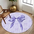 thumbnail image 2 of Round Rugs 7Ft, Purple Bow Round Area Rug Washable Indoor Throw Carpet, Cute Bowknot Simple Pure Color Large Non Slip Circle Rug for Dining Room Playroom Home Decor Aesthetic, 2 of 8