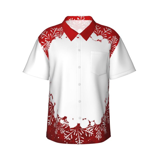 Balery Winter Christmas Snowflake Camisas hawaianas de manga corta para hombre, camisas playeras de corte holgado, camisas de vacaciones con botones,3X-Large