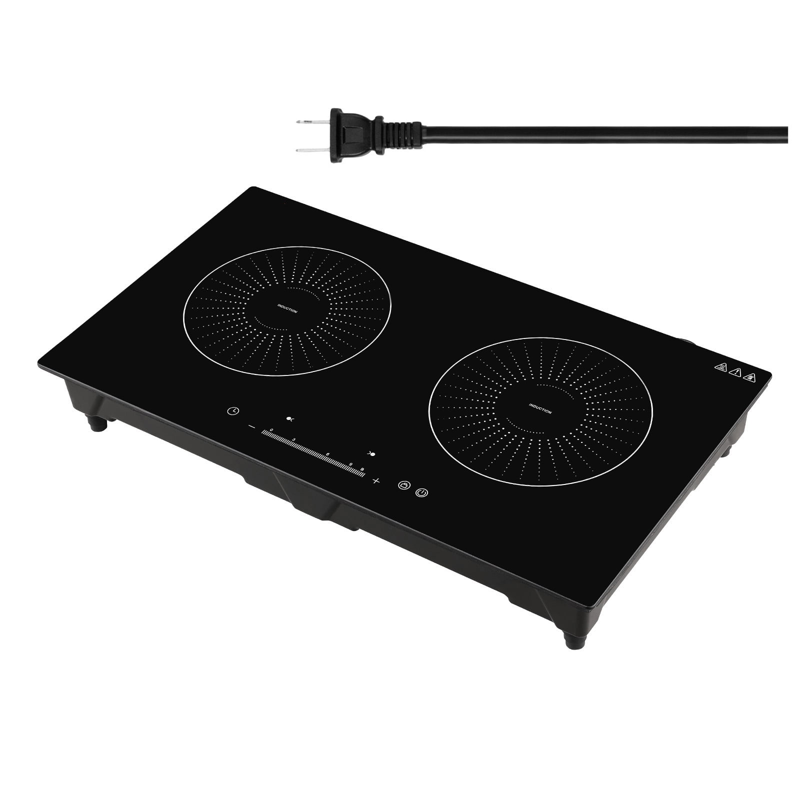 KFFKFF 24-inch Induction Cooktop with Dual Burners  Built-in Electric Stove  110V 1800W  Continuous Low-Power Heating  9 Adjustable Power Levels  LED Touch Controls  Child Safety Lock