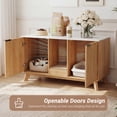 thumbnail image 6 of Innovar Home Cat Litter Box Enclosure, 47" Large Wooden Hidden Cat Litter Box Furniture,Indoor Cat Washroom for 2 Cats, Dual-Room Cats Cabinet W/Scratching Pad for Living Room Bedroom,Nature Finish, 6 of 11