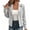 Gray, variant on Women Moto Biker Jacket Asymmetric Zip Lapel Collar Slim Cropped Outerwear Coat for Street Daily Casual Wear S